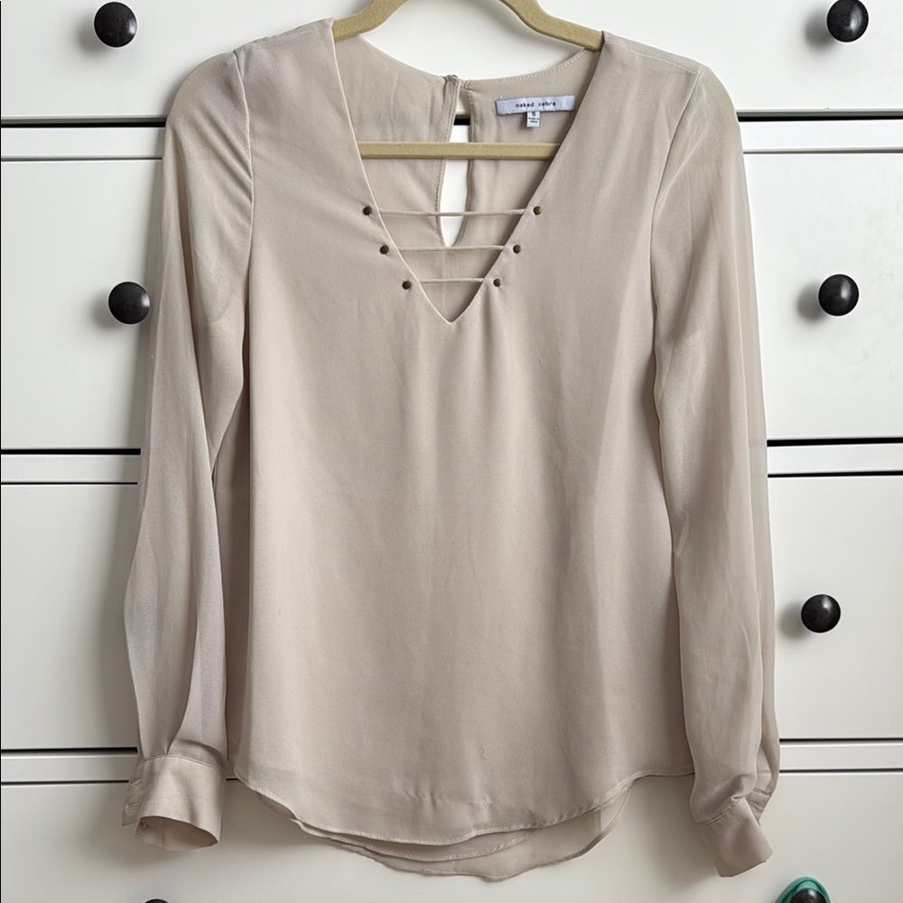 Elegant Beige Long Sleeve Top